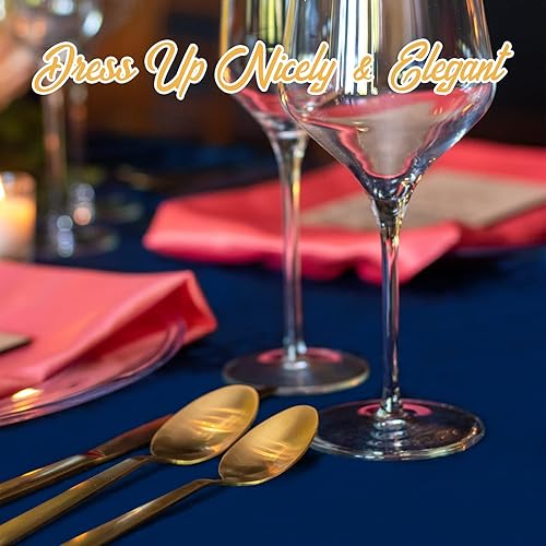 Miniatura 8 de Paquete de 6 manteles redondos color azul marino de 120 pulgadas, tela de lino de poliéster lavable a granel, para bodas, recepciones, banquetes,