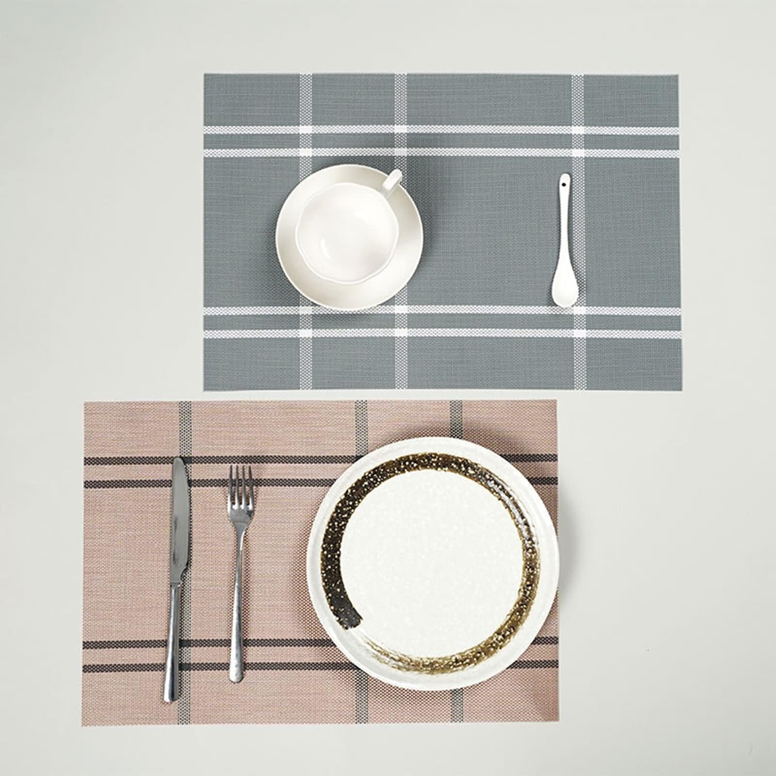 Podkładka stołowa restauracyjna 8 sztuk, 30 x 45 cm szara róża antypoślizgowa podkładka pod stół prostokątny kształt, prostokąt w paski