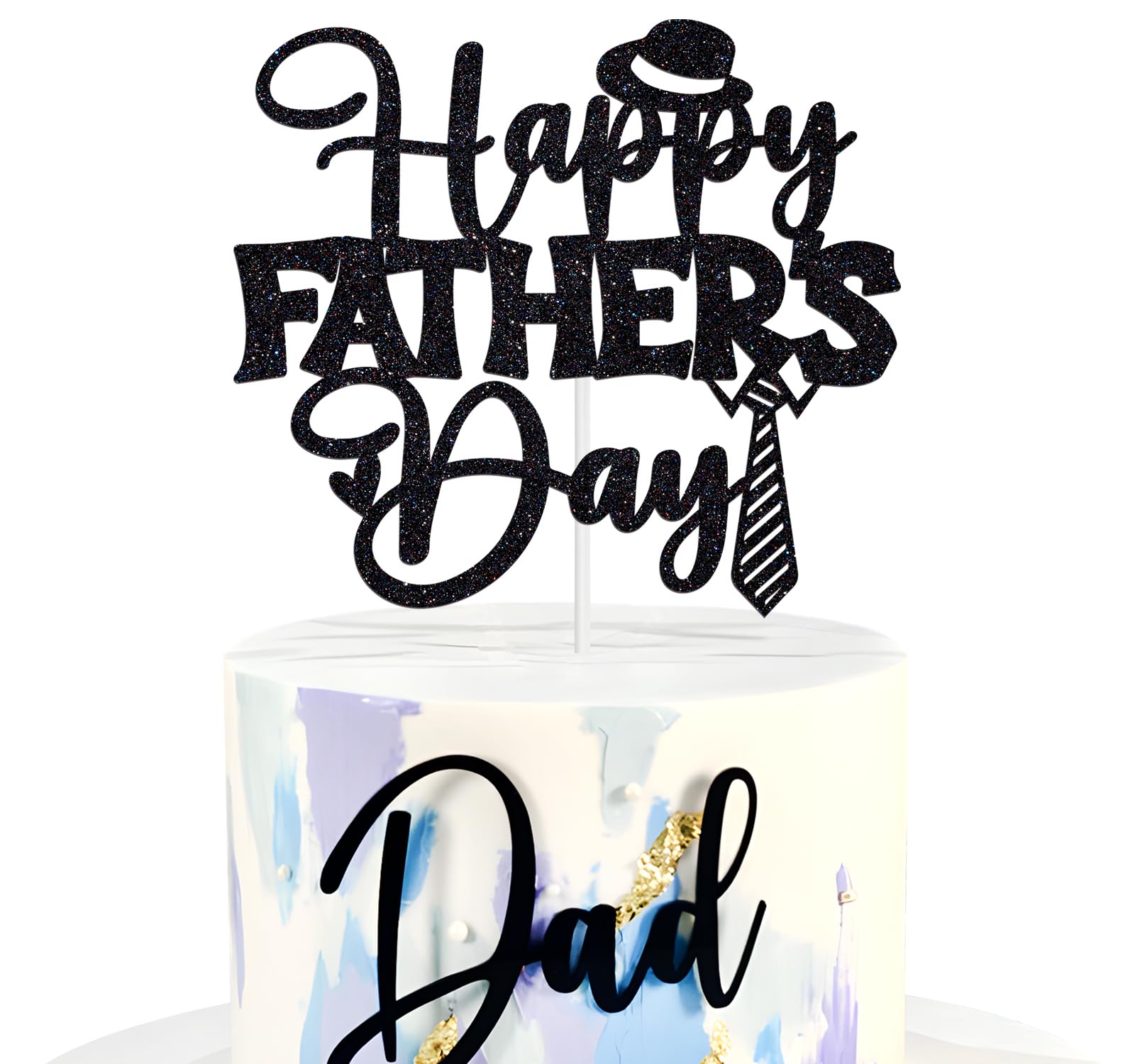 Happy Father's Day Cake Topper,Feliz Dia Papa, Best Dad Ever,Father's Day/Birthday Party Decorations Supplies, Black Glitter