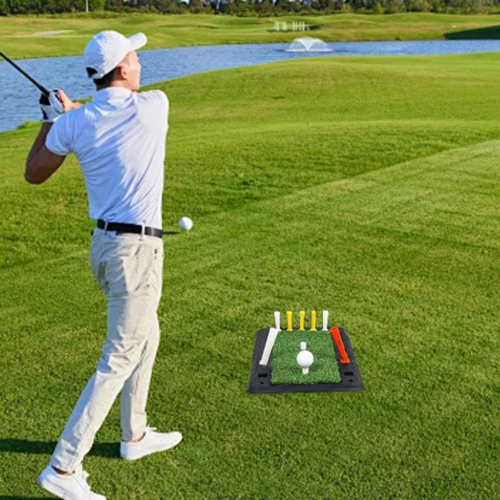 Mata do huśtawki do ćwiczeń golfowych, mata do huśtawki do ćwiczeń | Gumowa mata chroniąca przed odpryskami Antypoślizgowy, przenośny, mały sprzęt do gry w go