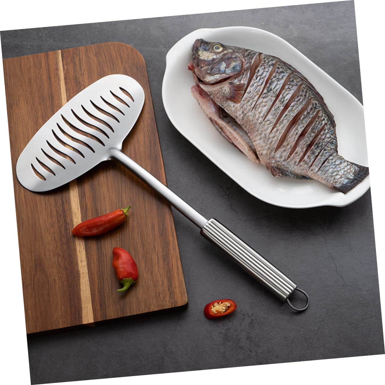 Cabilock 2 Stück Fischspatel Aus Edelstahl Küchenspatel Schöpfkellen Zum Kochen Bratschaufel Schlitzspatel Bratflosse Schaumlöffel Schaufel Kochutensilien Bratschaber