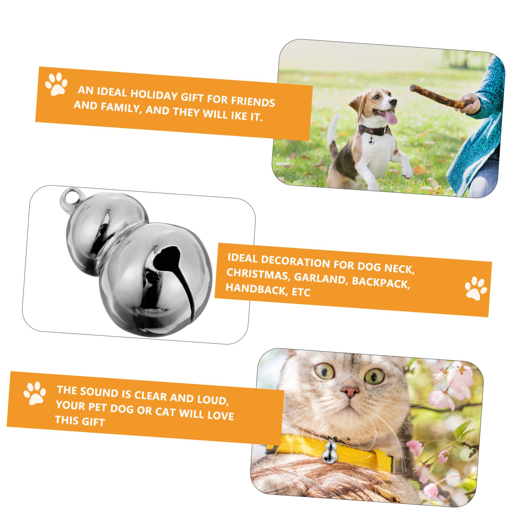 TOYANDONA 5Pcs Gourd Shape Pet Bells Durable for Pet Collars Christmas Tree Ornaments for DIY Crafts Holiday present for Friends and Family