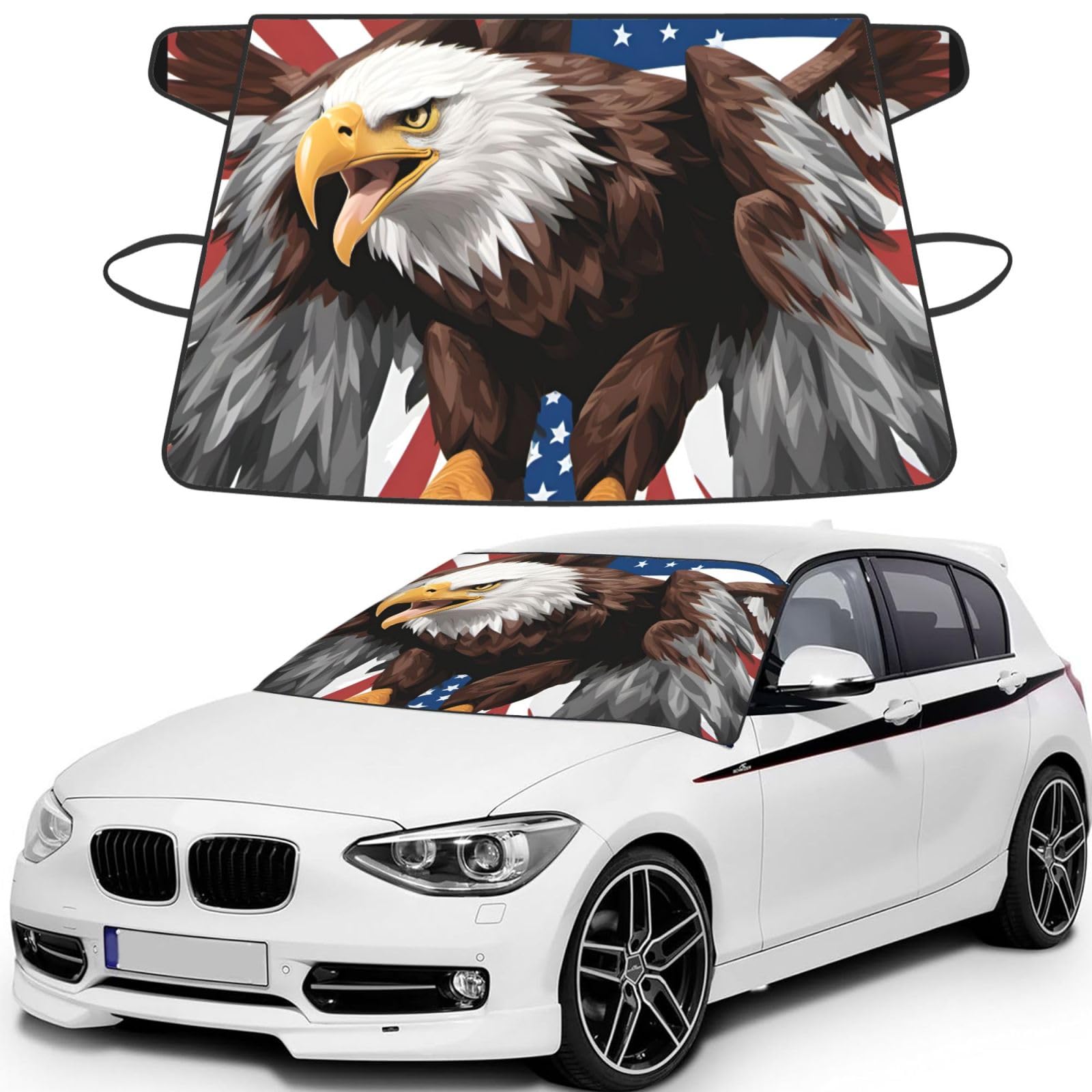 Protector de parabrisas para coche de águila impermeable cubrecoche de 175x108 cm con correas 7