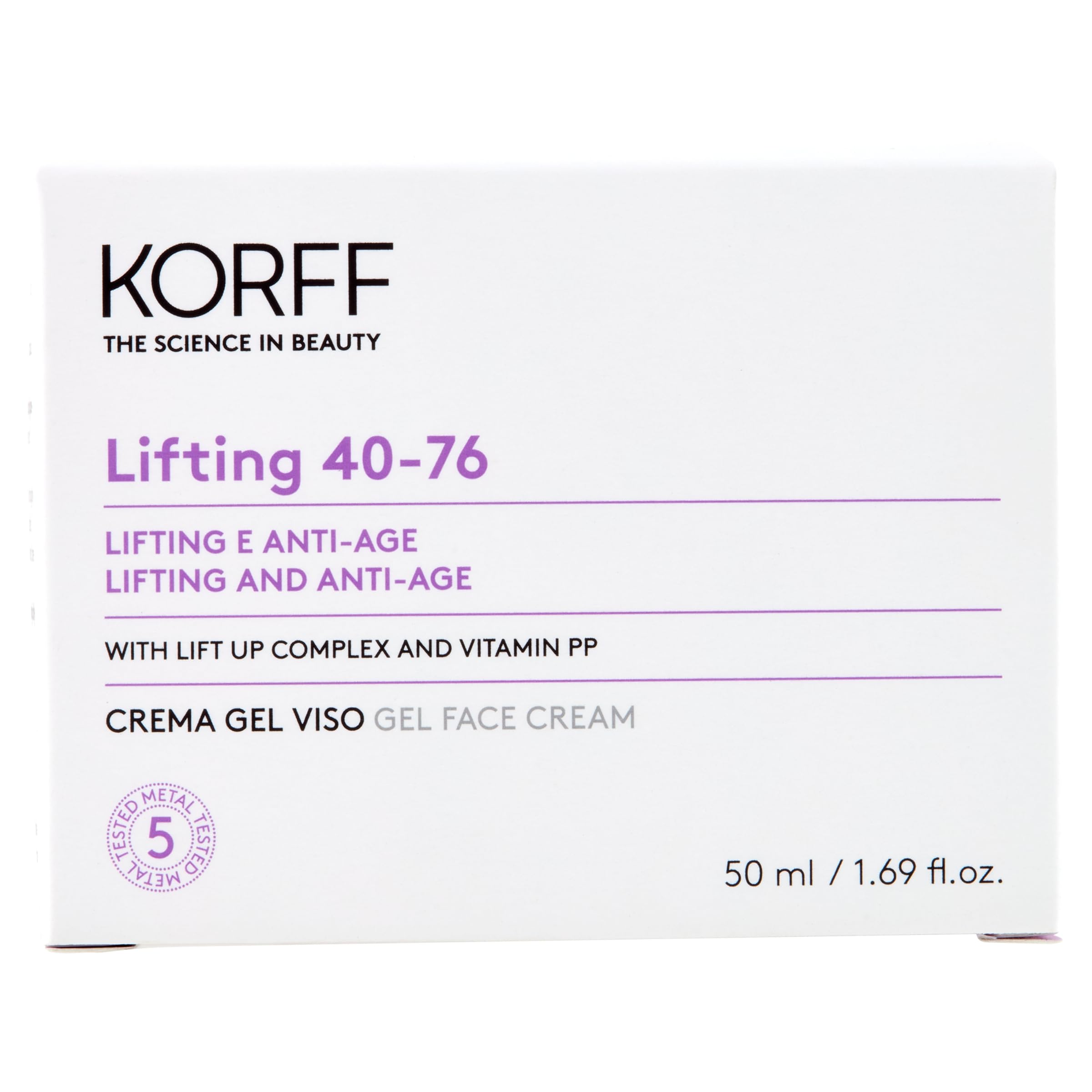 Korff Lifting Crema Gel Viso, Effetto Lifting con Lift Up Complex e Vitamina PP, Texture Gel e Attivo Seboregolatore per Pelli Normali e Miste, Formato 50ml