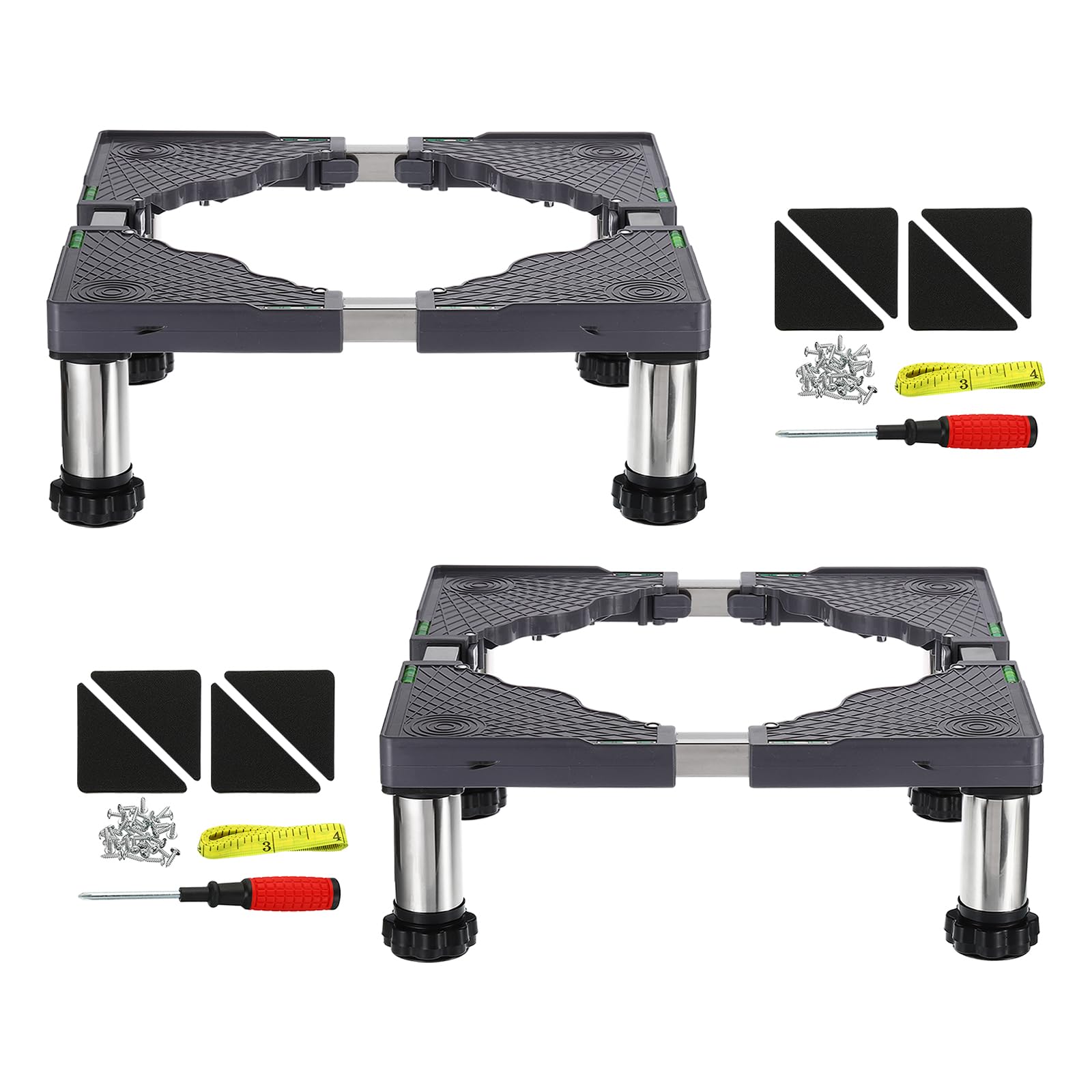 PATIKIL Soporte para Mini Nevera, Base de Soporte de Lavandería con 4 Patas Fuertes, Base Multifuncional Ajustable con Bandeja Antivibración, Altura de 5.5"-6.7", Paquete de 2