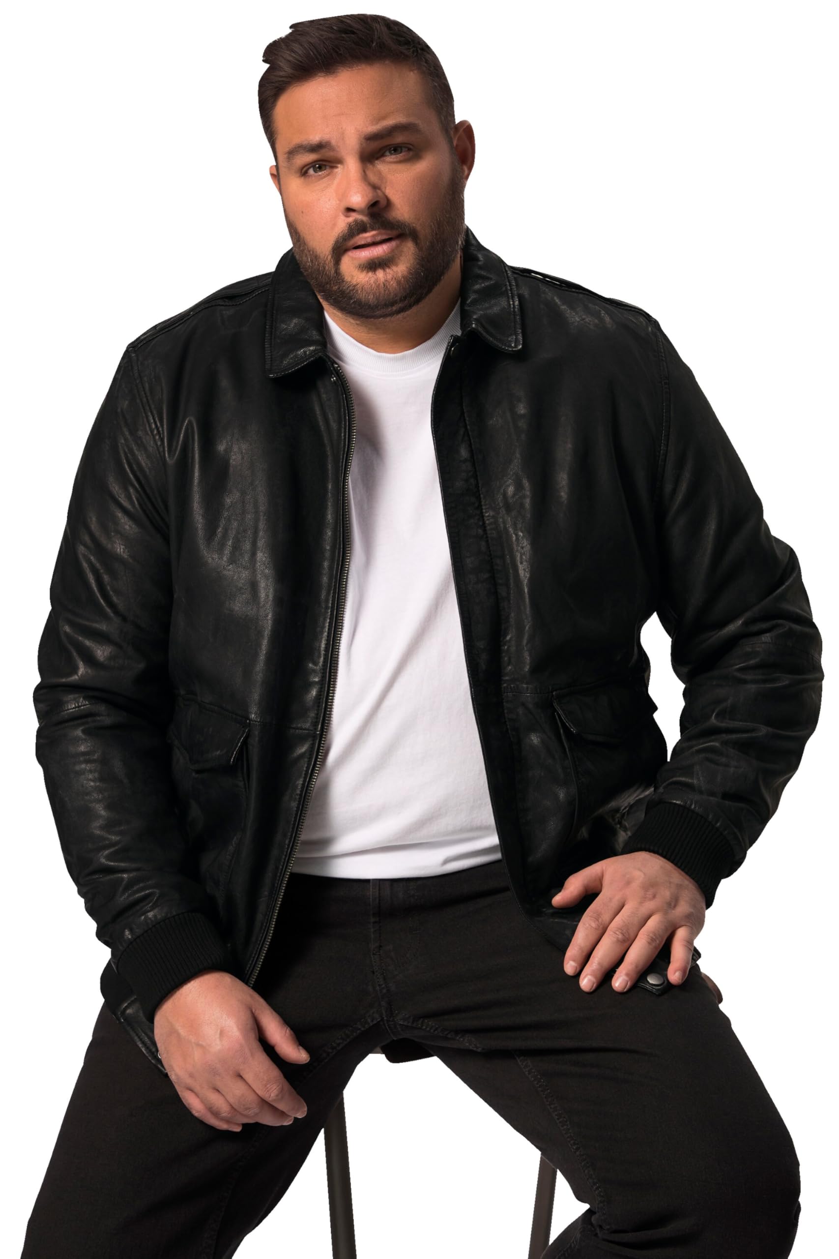 Men Plus Herren große Größen Übergrößen Menswear L-8XL Lederjacke, Leder, Rücken-Patch 832244