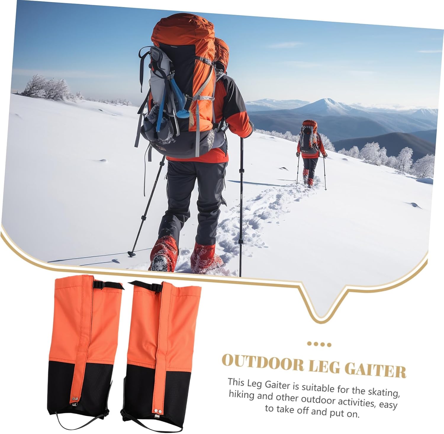 Outdoor Calf Gaiters for Hiking Camping Mountain Climbing Lightweight Leg for Shoes Wear-Resistant Design for Snow and Mud