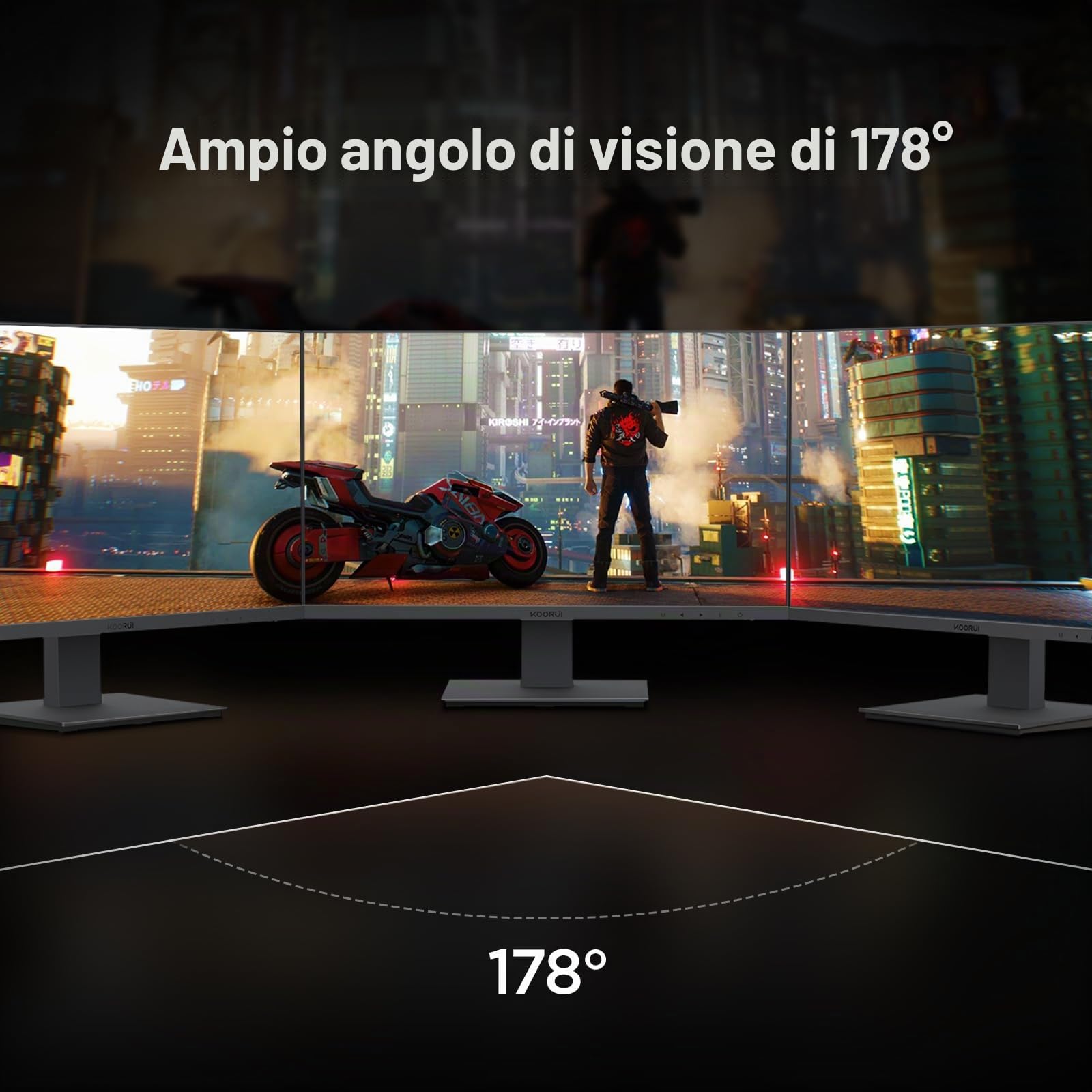 KOORUI Gaming Monitor 24 Pollici, Altoparlanti Incorporati, FHD 1920x1080p, 100Hz, HDMI, VGA, Montabile VESA 75x75 mm, Adaptive Sync, Cura Degli Occhi e Pannelli ultra Sottili, Nero