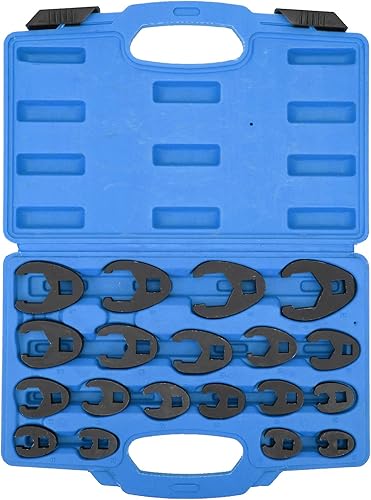 Fydun Juego de llaves métricas de pie de cuervo de 19 piezas con herramienta manual de caja de herramientas