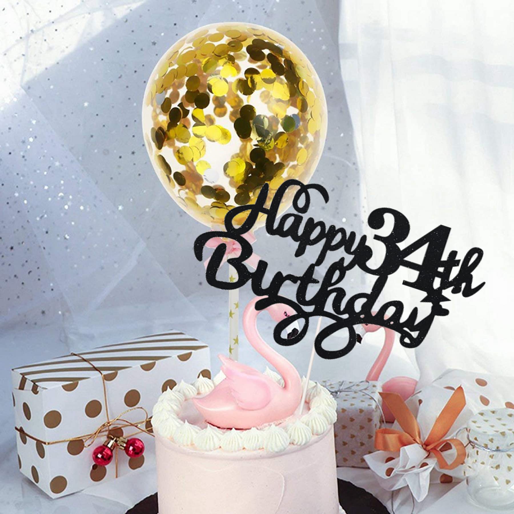 17 stuks Happy Birthday taartdecoratie, zwart, voor verjaardag, taartdecoratie voor jongens, zwarte sterren, taarttopper, glitter, met confettiballon (zwart 17 stuks Happy Birthday taartdecoratie, zwart, voor verjaardag, taartdecoratie voor jongens, zwarte sterren, taarttopper, glitter, met confettiballon (zwart