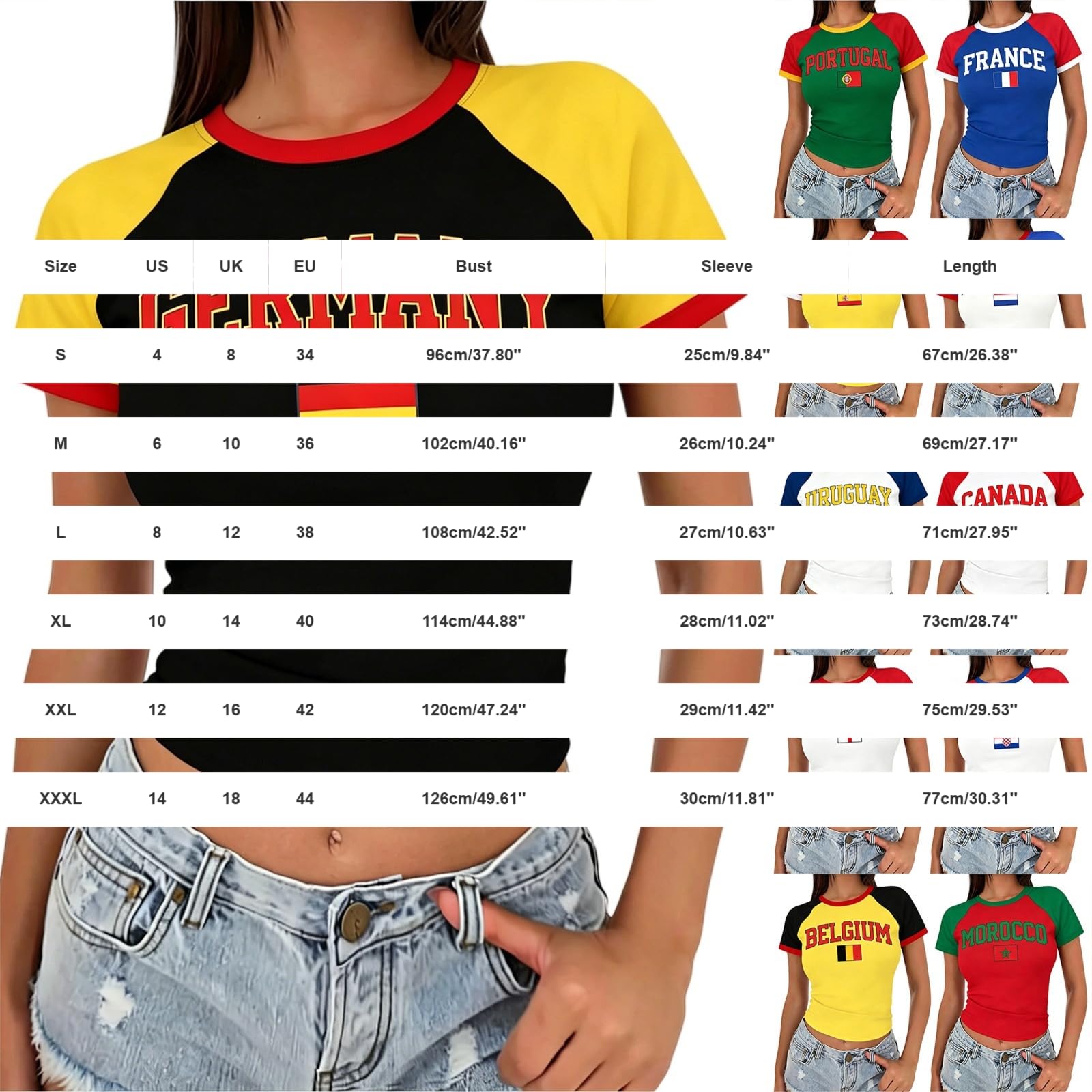 Maillot Shorty Femme Coupe du Monde T-Shirt Fan Football Tee Shirt Maillot de Foot Coupe du Monde 2026 Tops Femme D'éTé Cadeaux ModéLe Equipe Dérivés Vetement