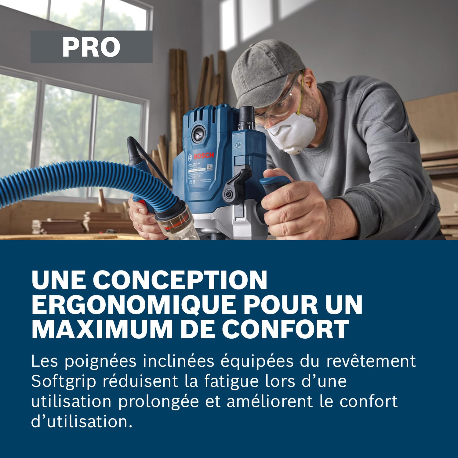 Bosch Professional défonceuse filaire GOF 20-12 (puissance d’entrée 2 000 W, avec raccord d’aspiration, guide coulissant et butée parallèle, broche de centrage, clé à douille, pince de serrage)