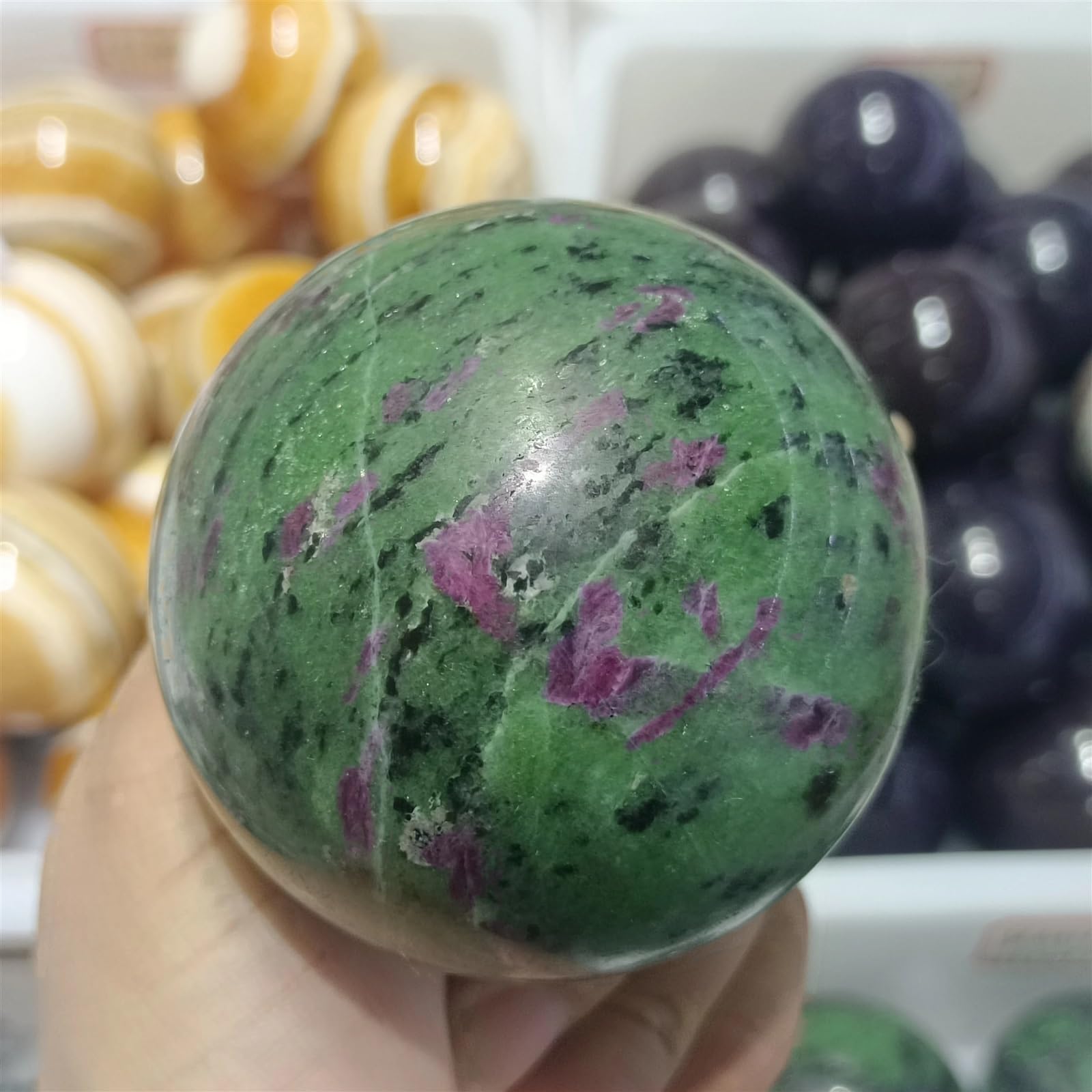 XGINERFEX Red Green Treasure Crystal Sphere Ball Ornaments (Size : 900-1000g) Gemstone Stone