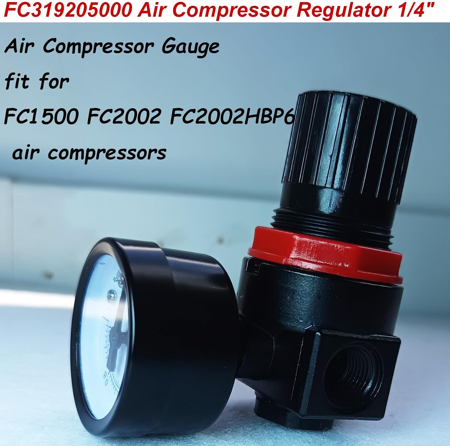 FC319205000 Air Compressor Regulator Kit 1/4" 200PSI Gauge GA0250200GC | Replacement Control Assembly Fit for FC1500, FC2002, FC2002HBP6 Air Compressor Maintenance Parts