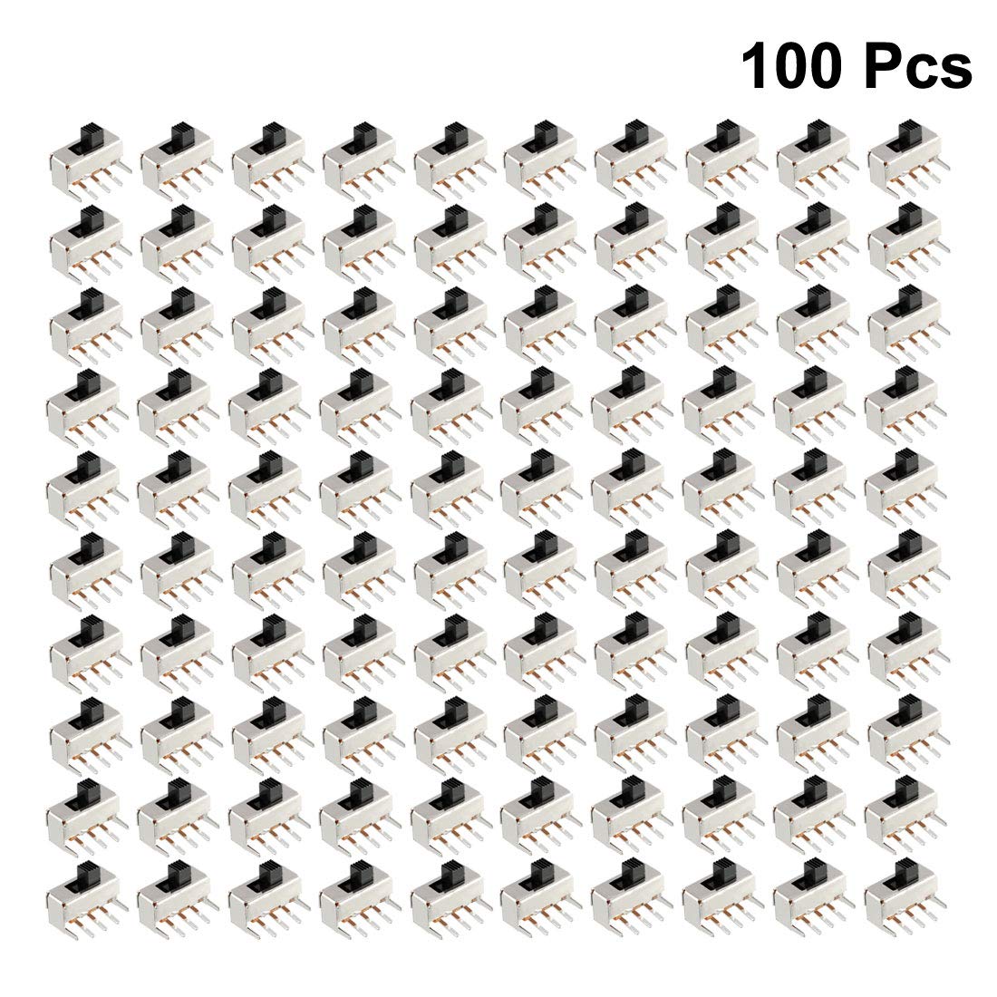 Interrupteur coulissant horizontal SPDT 1P2T, panneau de verrouillage PCB à 3 broches, 5mm, 100 pièces