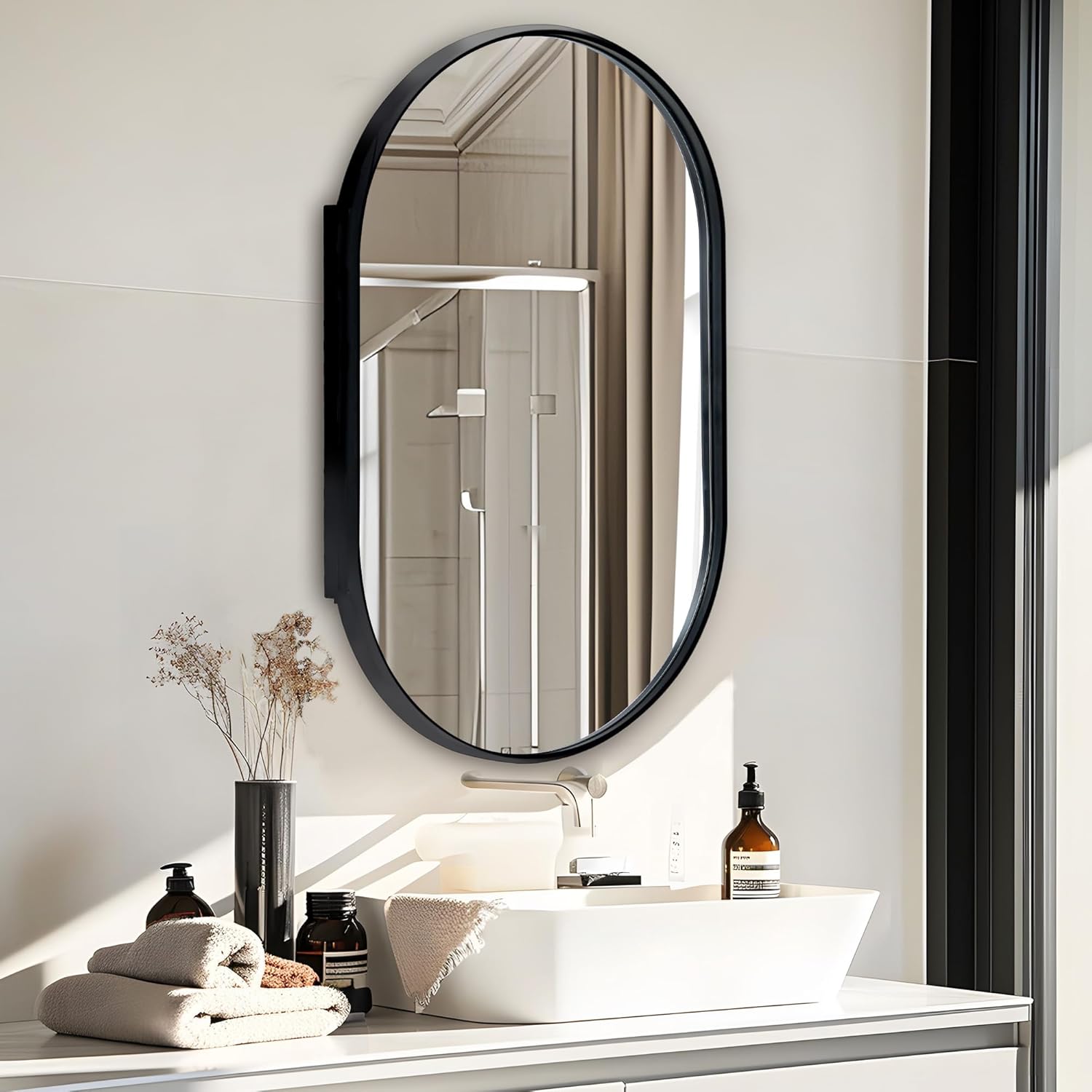 Amazon.com: SDHYL Oval Bathroom Medicine Cabinet with Mirror, 34”x20 ...