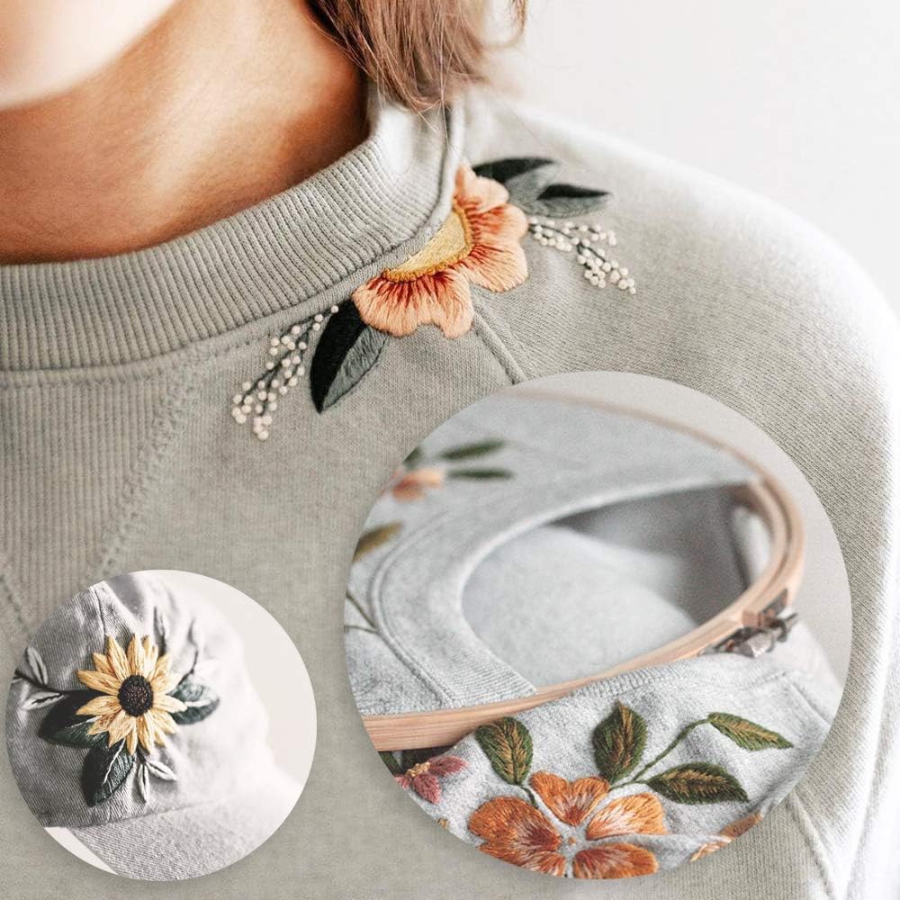 4 Pieces Bamboo Embroidery Hoop in Different Sizes Bamboo Adjustable Wooden Embroidery Hoop Hoop Embroidery Circle for Art Craft Handy Sewing - 2