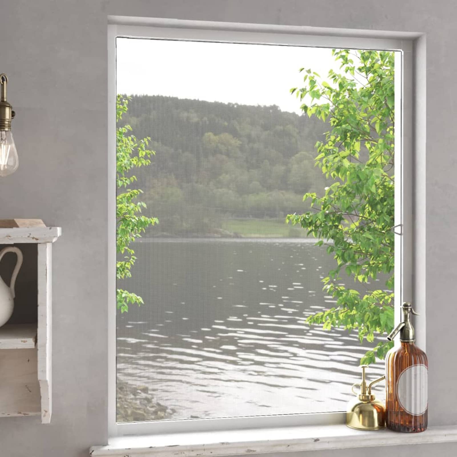 Insektenschutz für Fenster, Fliegengitter Fenster, Fliegenschutz Fenster, Pollenschutzgitter Fenster, Insektengitter Fenster, Insektennetz, Fensternetz, Weiß 100x120 cm