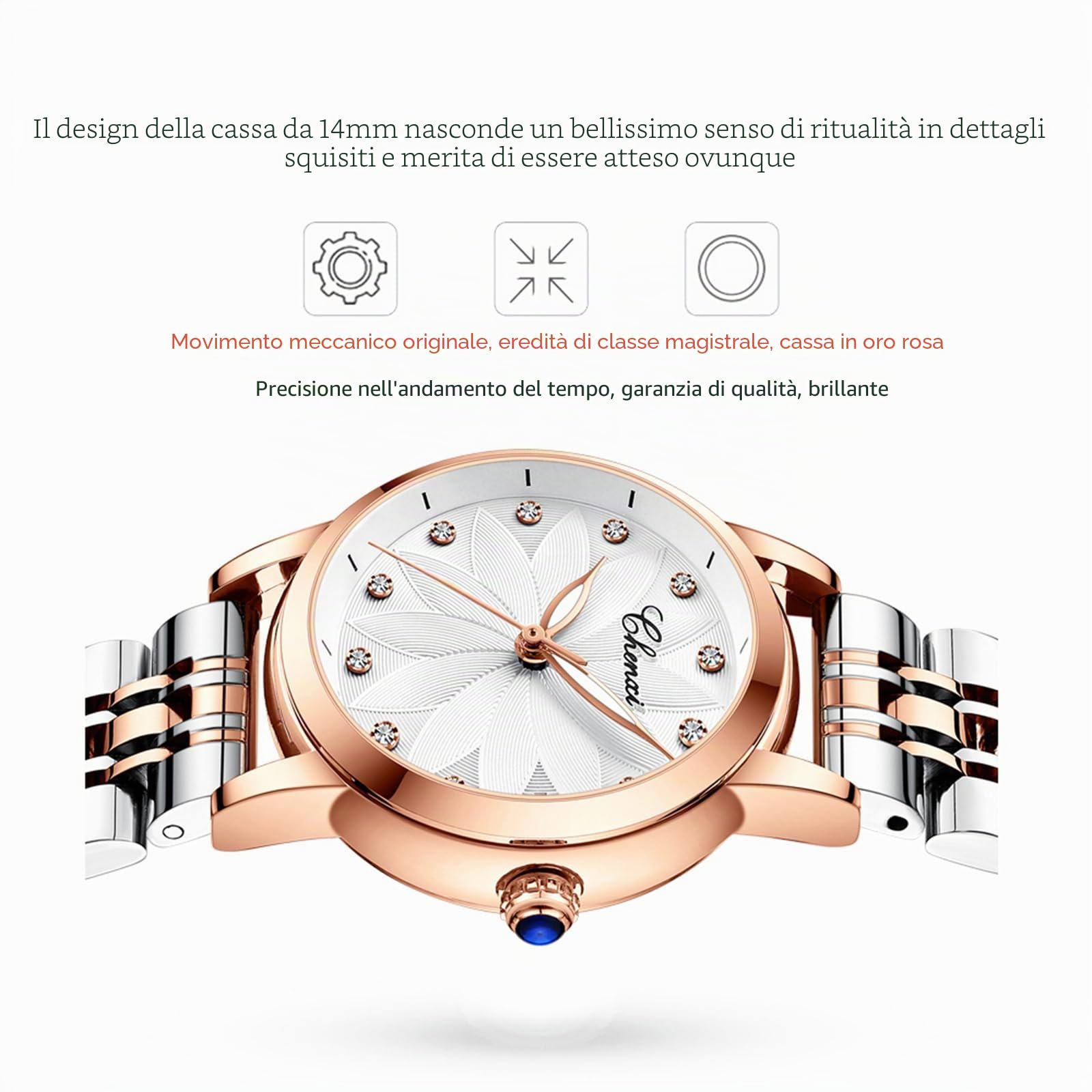 Orologio meccanico automatico da donna cinturino in acciaio inossidabile oro rosa quadrante scheletro di lusso signore diamante elegante vestito orologio da polso