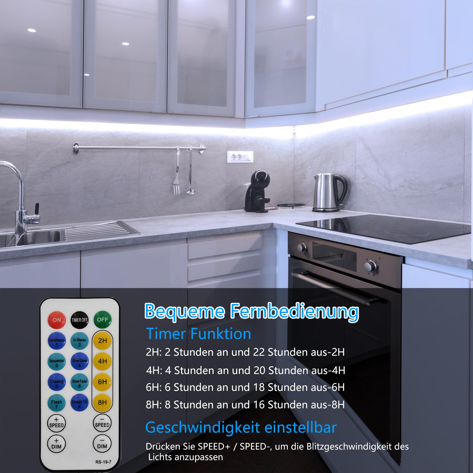DBFAIRY Striscia LED a batteria, 5 m, 150 LED con batteria, impermeabile, con telecomando, timer per camera da letto, decorazione della casa (bianco)