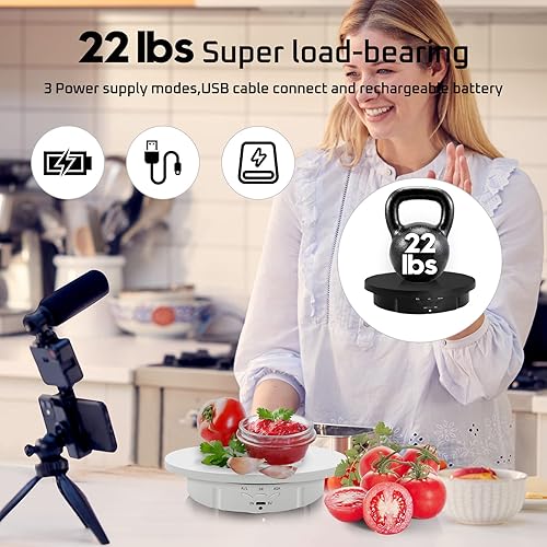 Miniatura 5 de JAYEGT Soporte de exhibición giratorio motorizado 3 en 1 con cubierta de repuesto de 5.747.088.66 pulgadas, carga máxima de 22 libras con control