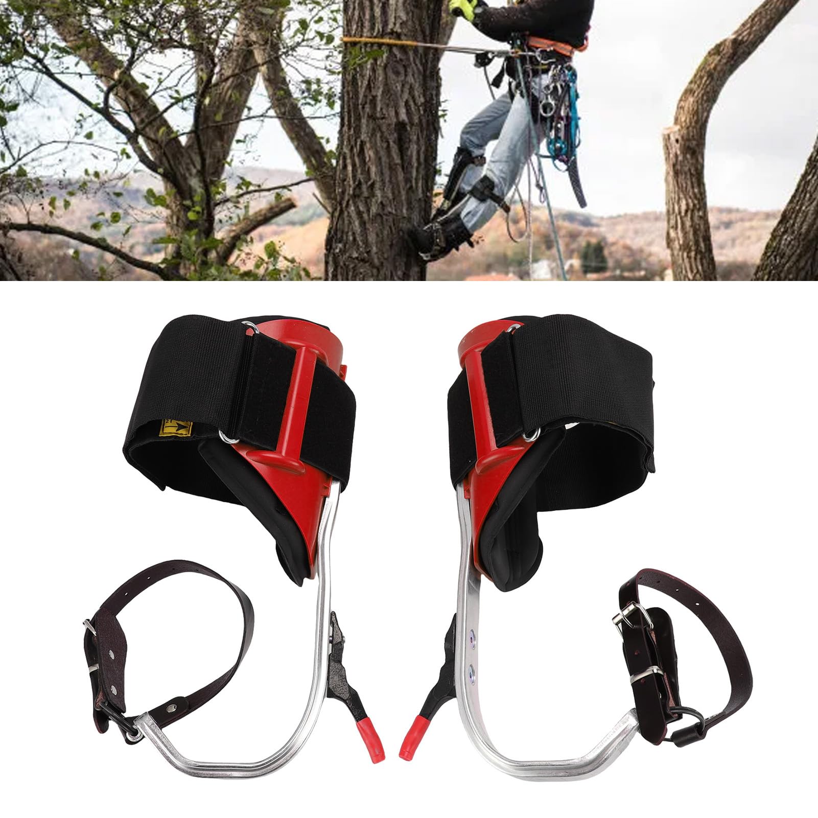 Picos para Trepar árboles, Espolones de Escalada Ajustables con Pedal Antideslizante de Aleación de Aluminio Liviano y Correas Ajustables para Recolección de Huertos, Poda de