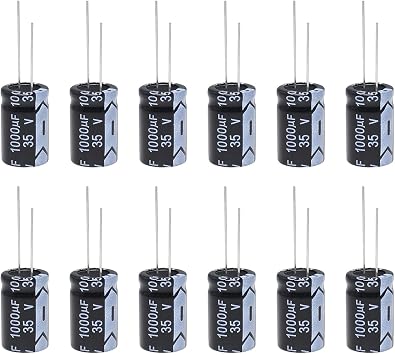 12PCS 1000uF 35V Capacitors 13x20mm Aluminium Electrolytic Capacitor 105 Degree Celsius High Temperature Aluminium Capacitor for TV Speaker Digital Camera Dishwashers