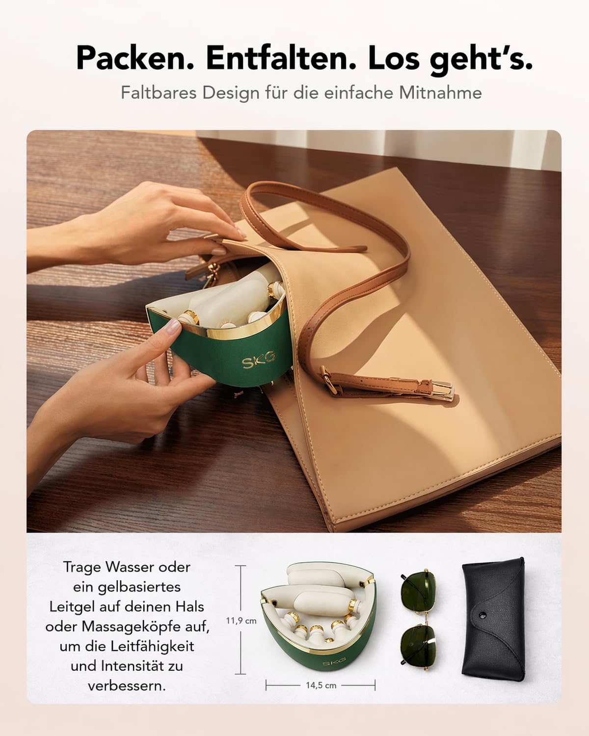 SKG Faltbares Nackenmassagegerät 9D Kabellos Schmerzlinderung, G7 Pro Grün | Tiefengewebe & Vibration, Reise-Massagegerät für Büro, Zuhause & Auto für Unterwegs, Geschenk für Männer Frauen Papa und Mama