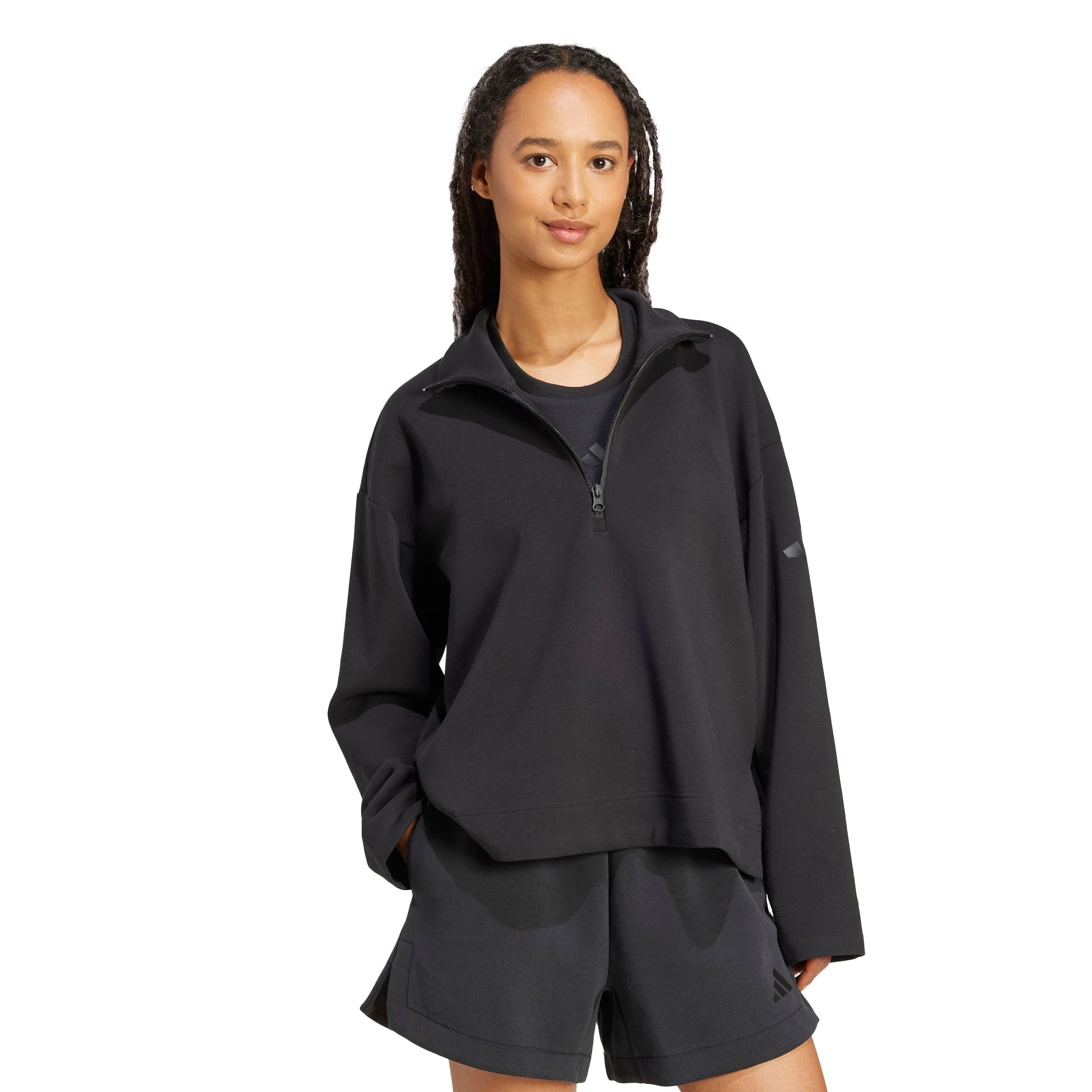 adidas Kobiety Soft Lux Quarter-Zip Sweatshirt, black, XXL