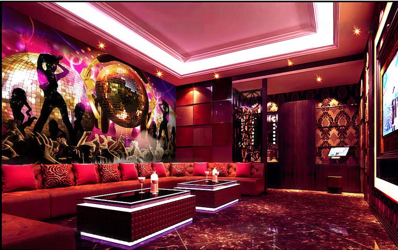 rskjdghshd Wallpaper Fashion Colorful Purple Swing Dance Nightclub Theme Bar Western Restaurant Background Wall Mural Afternoon Tea Coffee Shop Wallpaper,3D,400x280cm