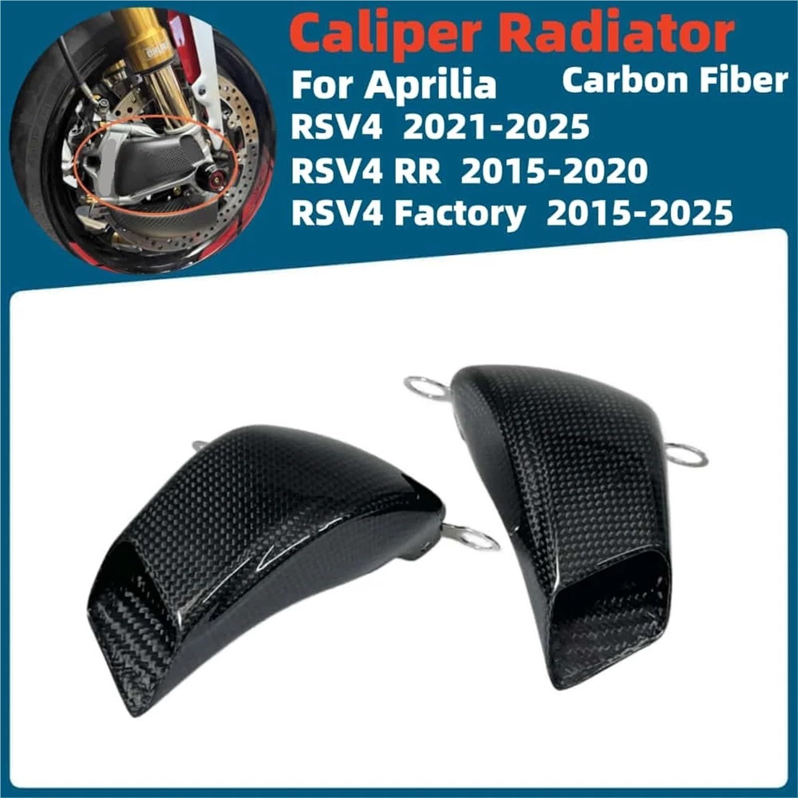 Radiatore guida aria freno anteriore Adatto per Aprilia RSV4 RSV4 RR RSV4 2015-2024 2025 Copertura radiatore pinza freno anteriore in fibra di carbonio per moto(Matte-1set)