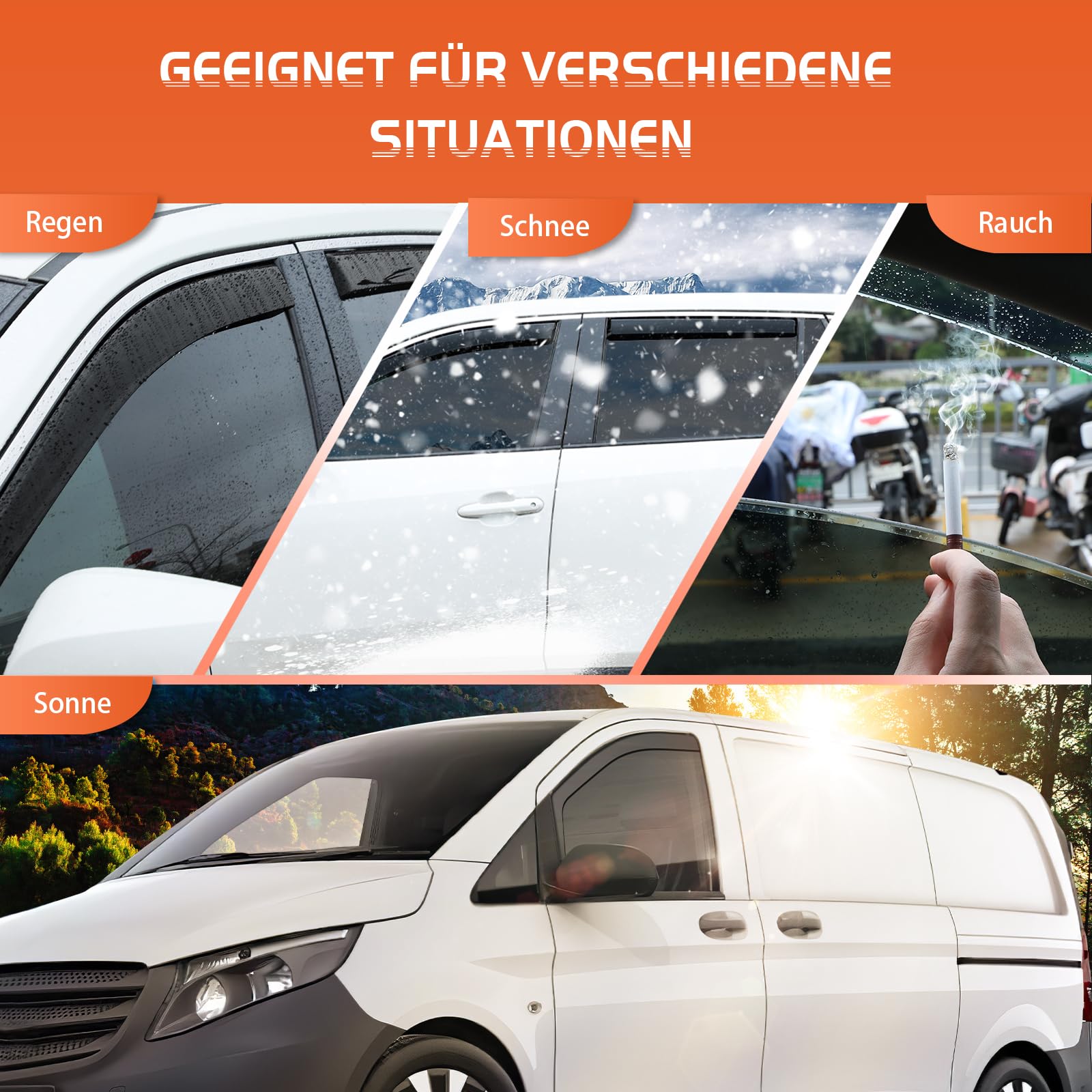 GEARMONSTER Windabweiser kompatibel mit Mercedes Vito 2016-2023, 2 Stück, Schwarz