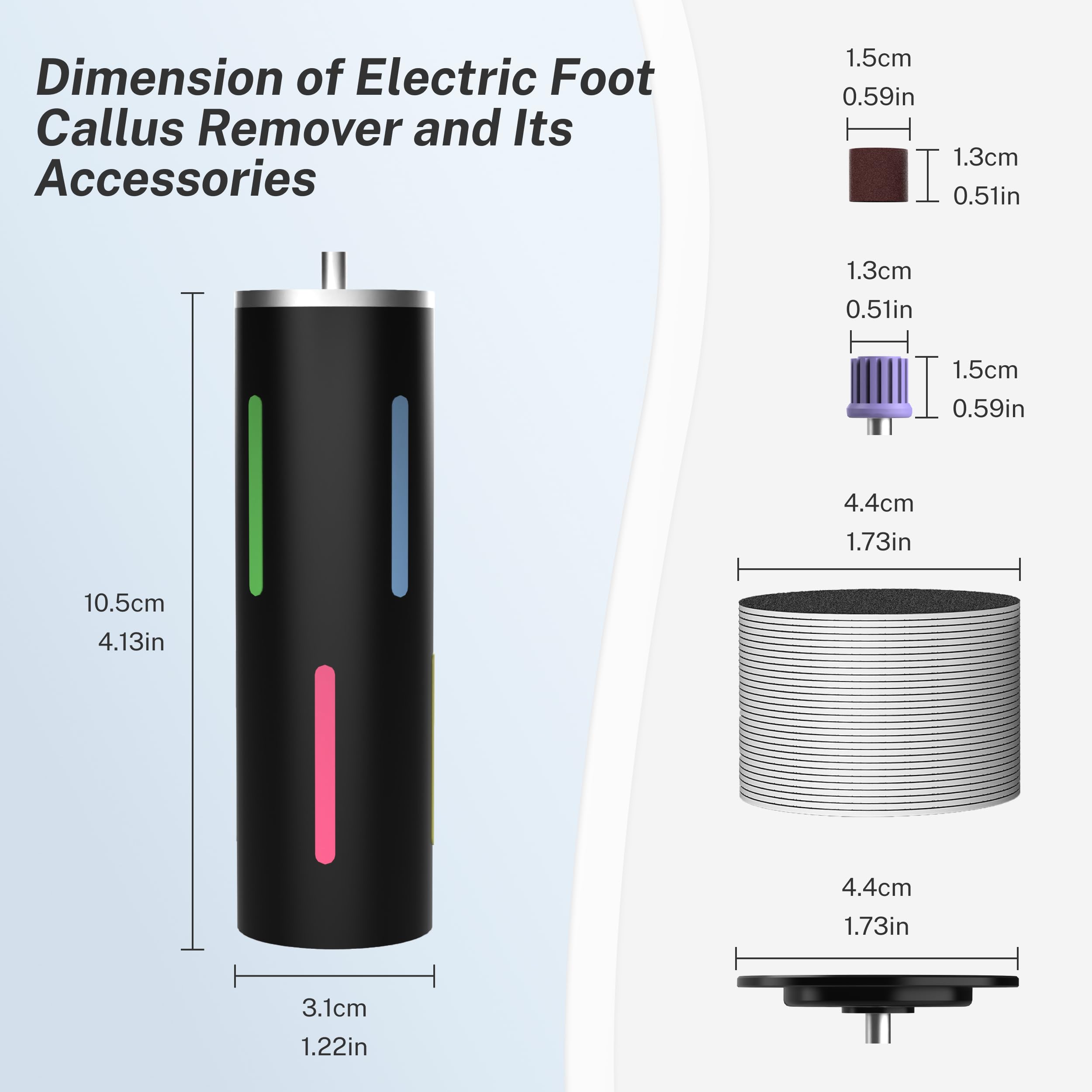 Lima eléctrica para pies, removedor eléctrico de callos para pies, herramienta profesional de pedicura con 80 discos de papel de lija, ajustable de alta velocidad, cuidado del talón seco y agrietado