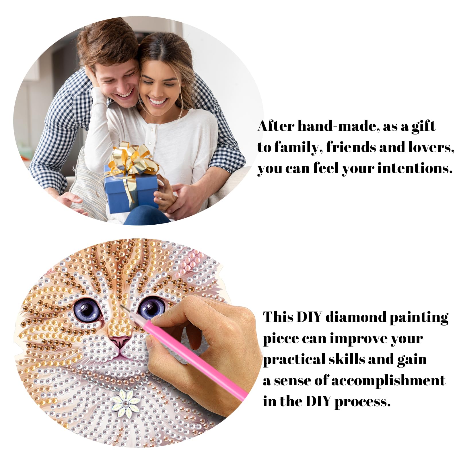 DCIDBEI Kit Diamant Painting Ornement Chat 13x18cm - Tableau En Perles à Coller Décoration Table Adulte