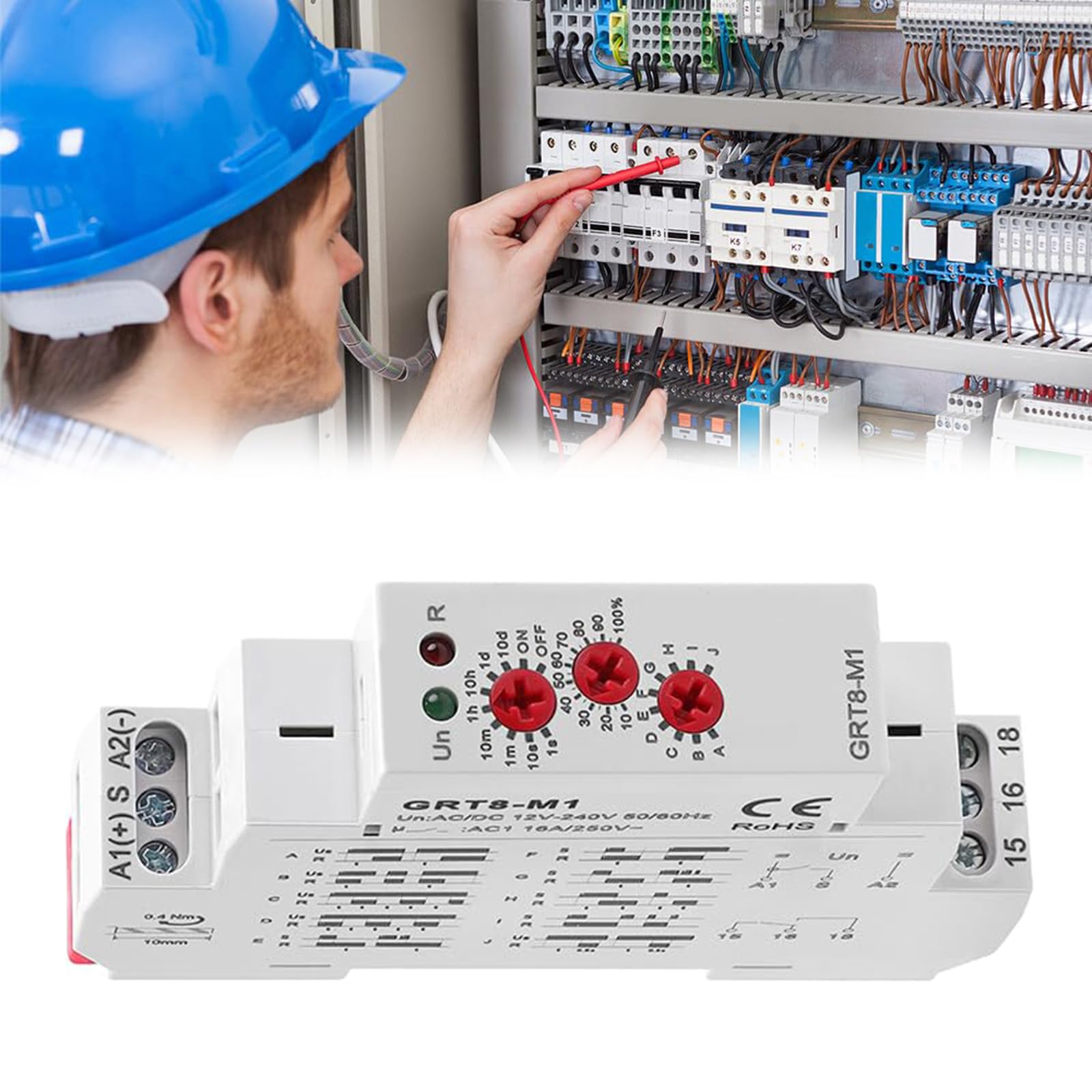 Relé de retardo de tiempo multifuncional, multifunción, montaje en carril DIN, diseños de gran voltaje de 12 V 240 V para control industrial