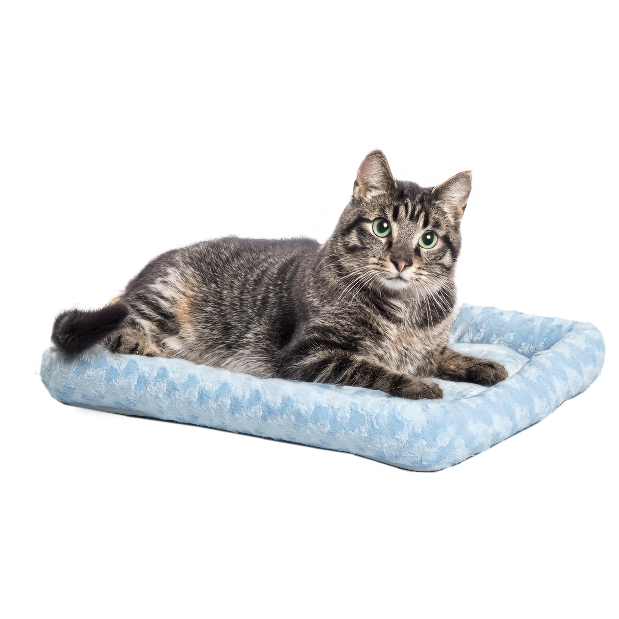 Bolster Pet Bed, 18L-Inch Blue Bed w/ Comfortable Bolster | "Toy" Dog Breeds & Fits an 18-Inch Dog Crate | Easy Maintenance Machine Wash & Dry | 1-Year Warranty