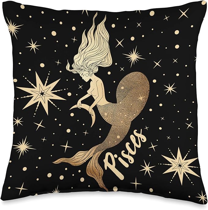 PISCES Zodiac Star Sign Celestial Occult Witchy Gift Throw Pillow