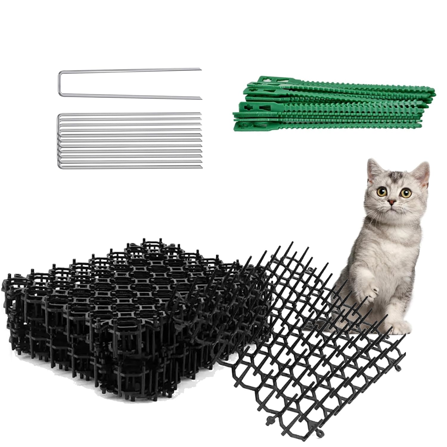 Cat Deterrent Mat,Ompinda 12 Pack 8x6 inch Cat Repellent Barrier with Spikes Cat Scat Mat for Indoor Furniture or Plant Outdoor Garden Fence