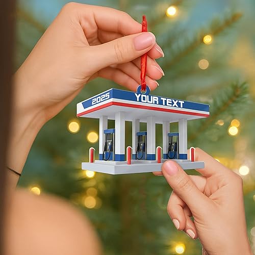 Miniatura 6 de Adorno de Navidad personalizado con bomba de gas, decoración retro personalizada para árbol de vacaciones, recuerdo único para trabajadores de