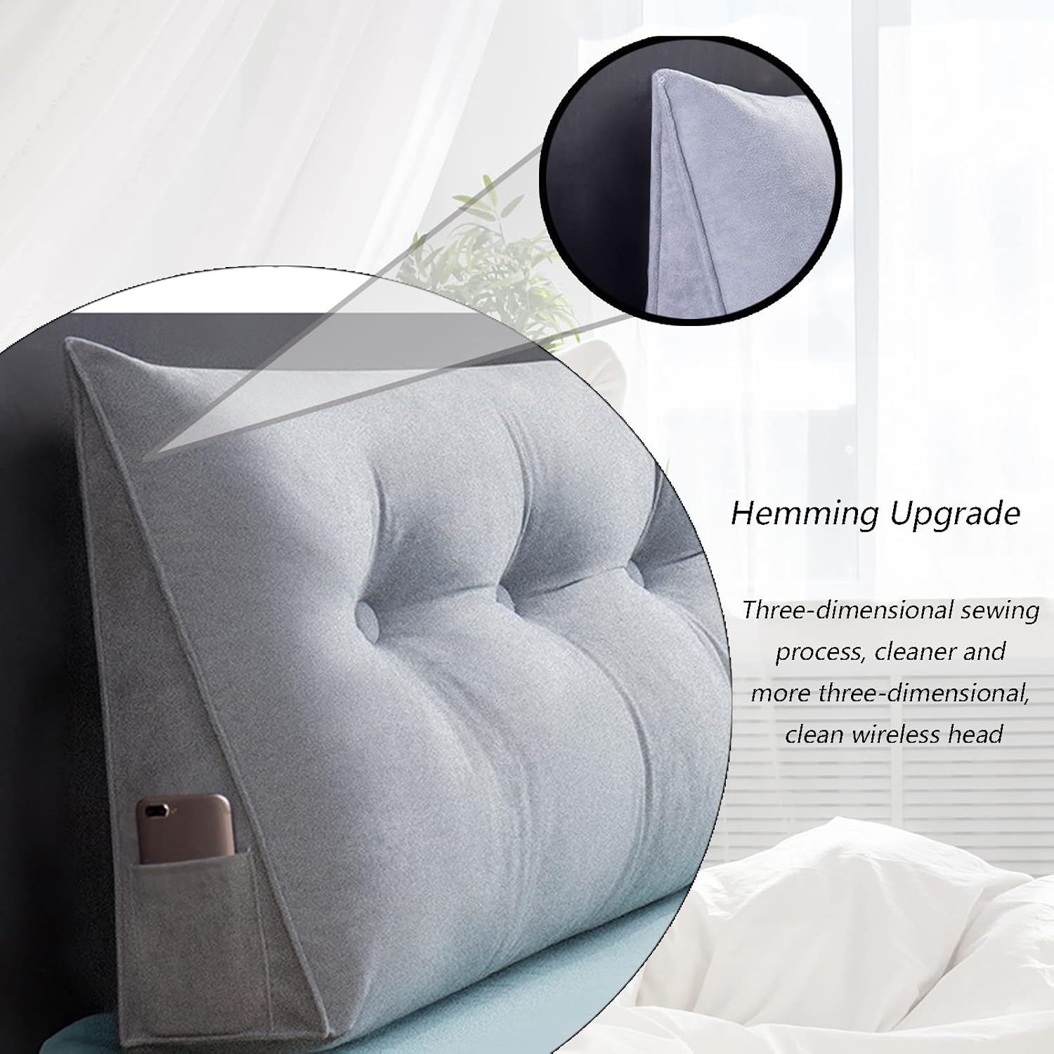 Removable Headboard Pillow for Daybed - Backrest Support Cushion, 23.6IN Lumbar Pad for Office & Home Comfort, Soft Positioning Pillow, Ergonomic Design. (C 39.37IN/100CM)