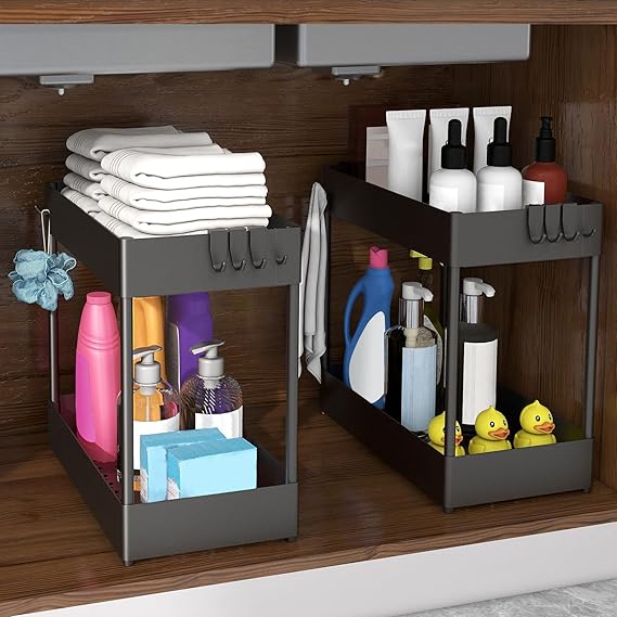 HANAMO 2PCS Under Sink Organizers Bathroom Organizer Under