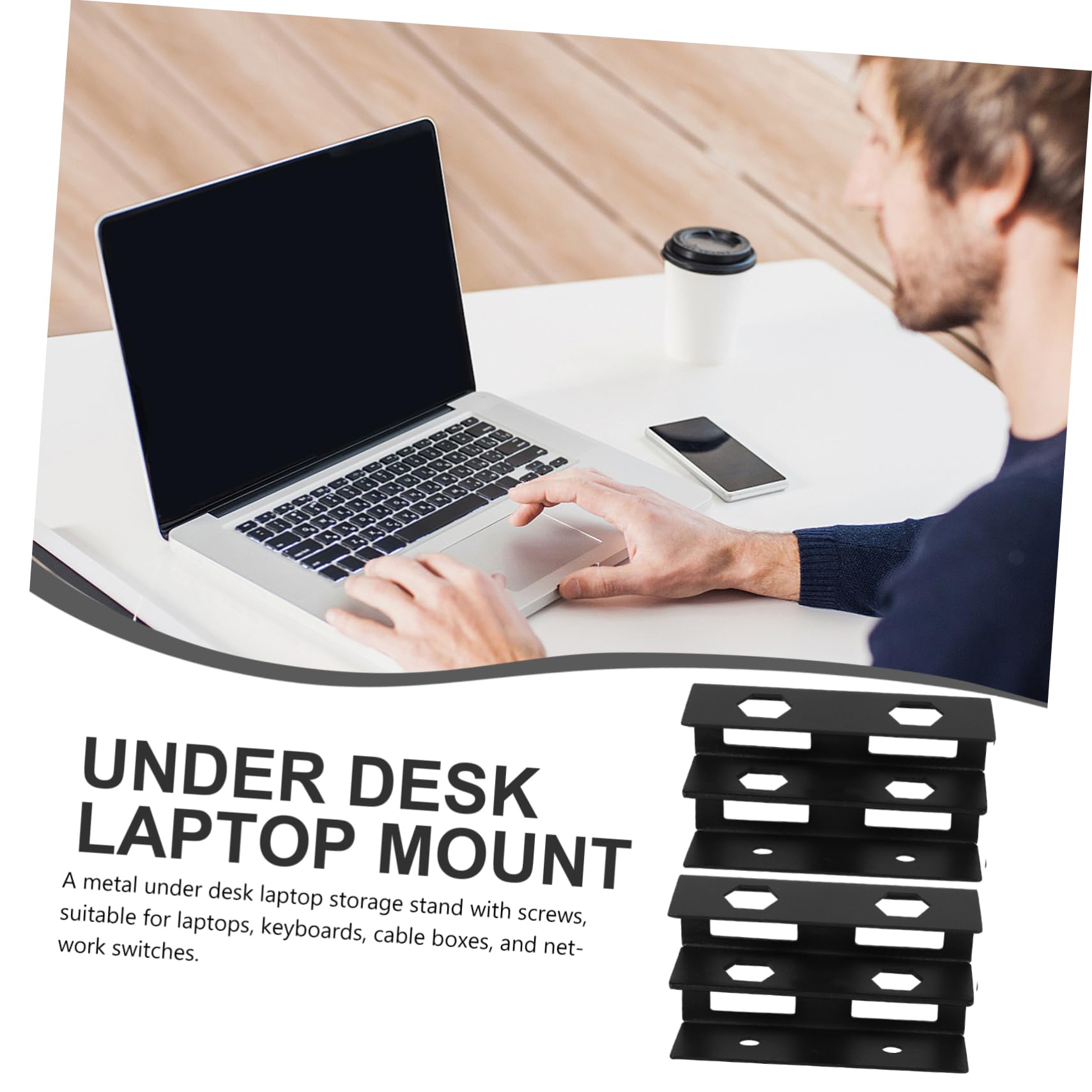 ARTIBETTER 3 Juegos Soporte para portátil Debajo del Escritorio Titular de la computadora portátil Tubo de Subida Soportes para portátiles Soporte para Laptop Caucho Black