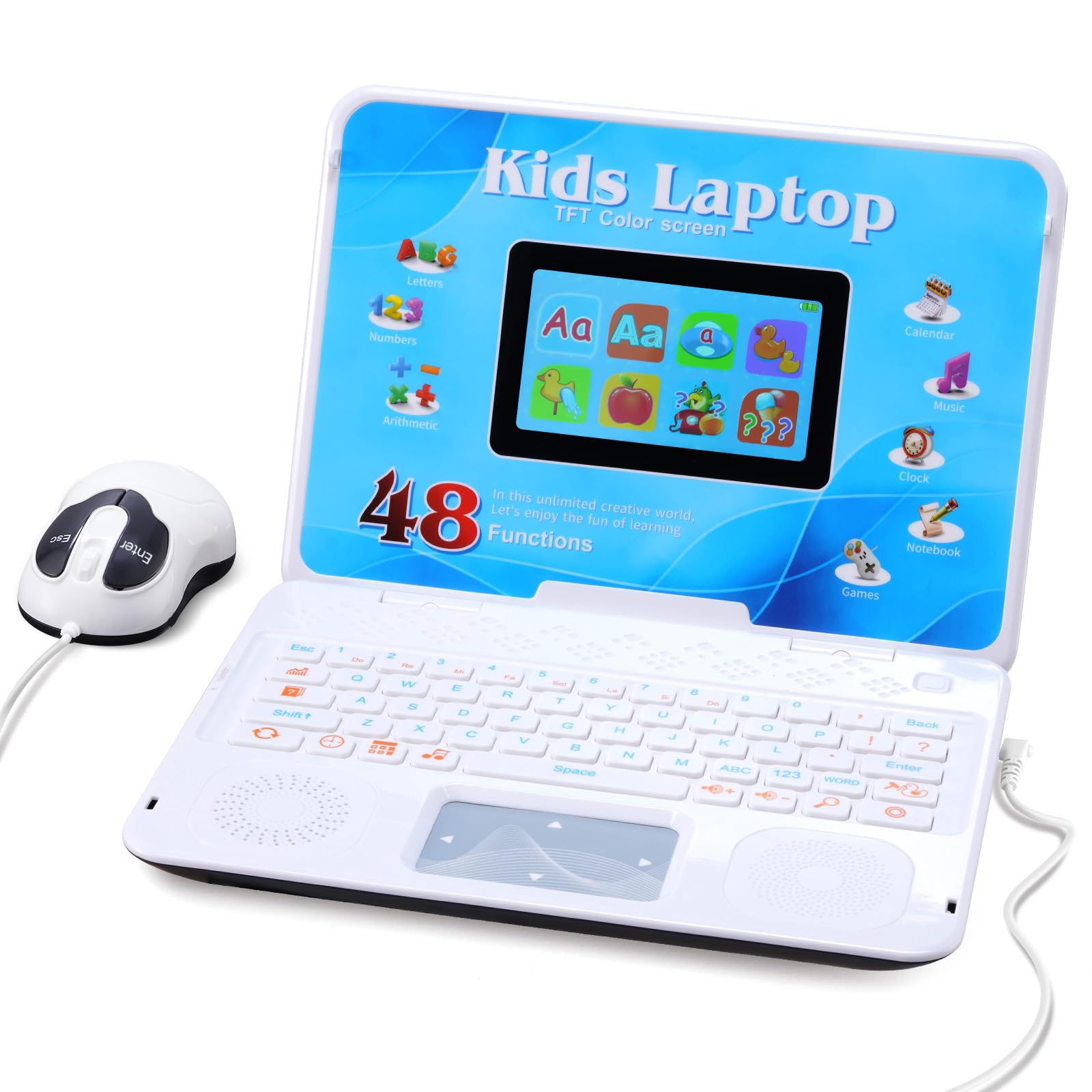 Kids Laptop, Color Screen Educational Laptop with 48 Learning Modes, Laptop for Kids Ages 5+