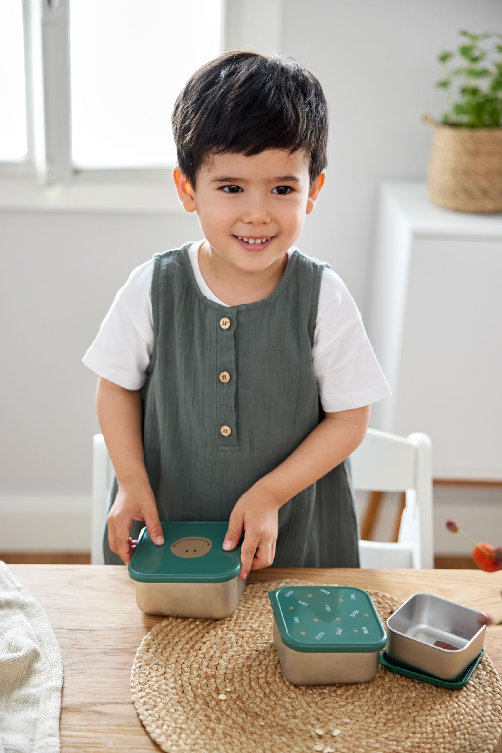 Lässig Snackbox enfants Set 3 en acier inoxydable boîte à pain/Snackbox Stainless Steel Happy Rascals Smile