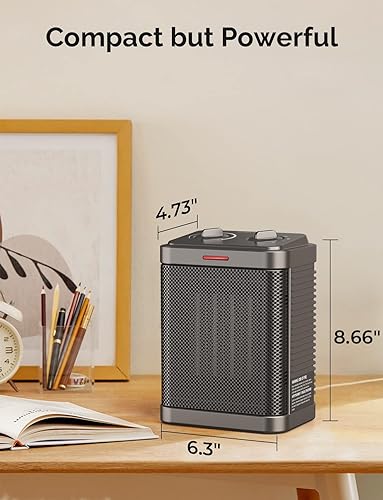 Miniatura 7 de Calentador de espacio para uso en interiores, calentador de cerámica PTC de 1500 W con termostato, calentador de espacio pequeño 2S, calentamiento