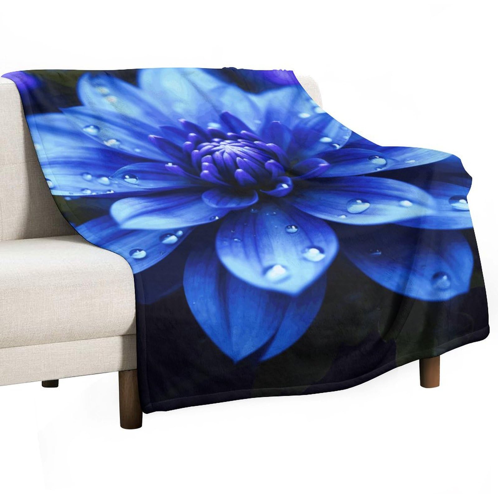 Couverture en flanelle bleue 167x228 cm légère et douce pour lit