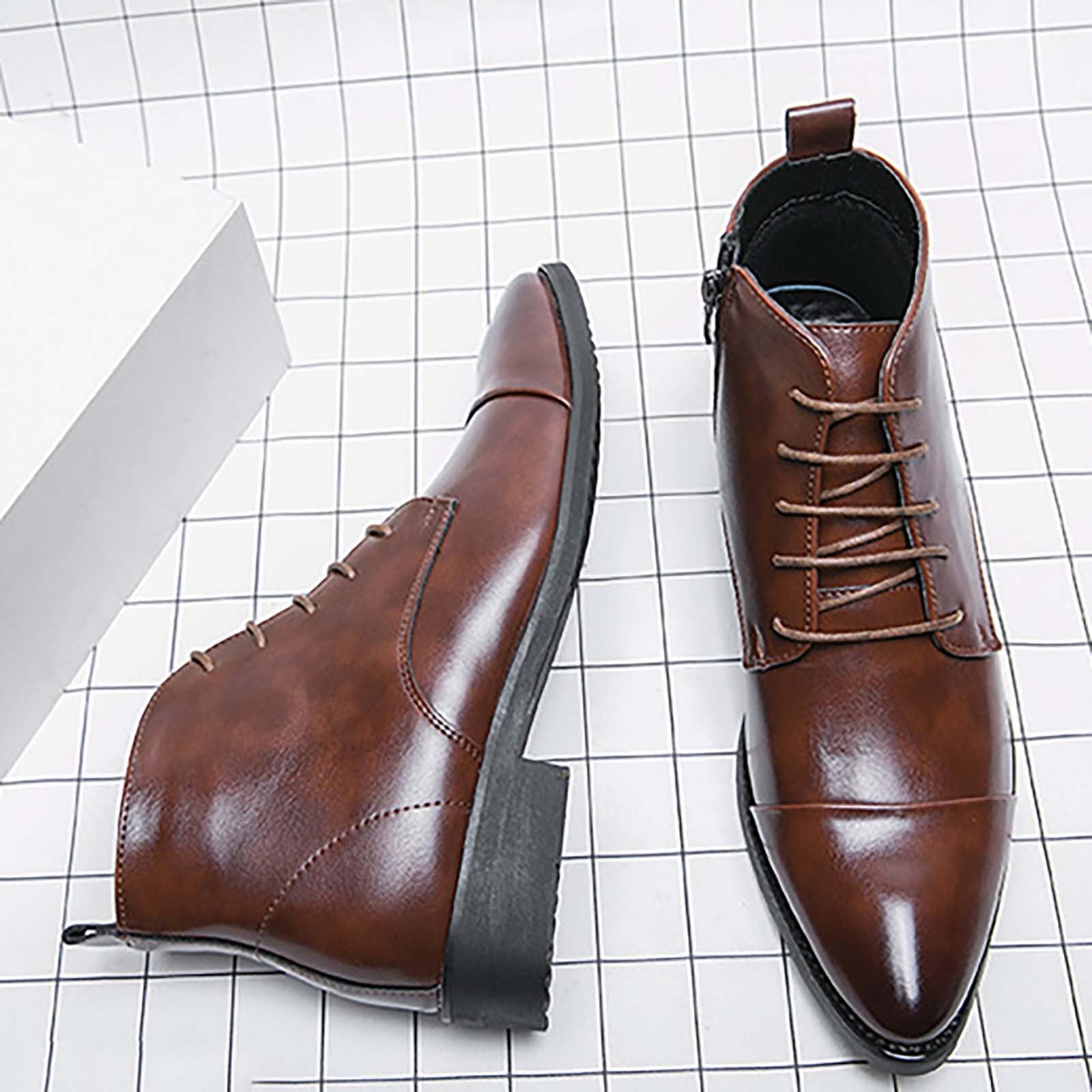 Stivaletti Unisex Casual di Pelle Morbidi Stivali Classici di Pelle Eleganti Stivaletti Eleganti da Sera Senza Lacci Stivali Chelsea in Scarpe da Moto Robuste