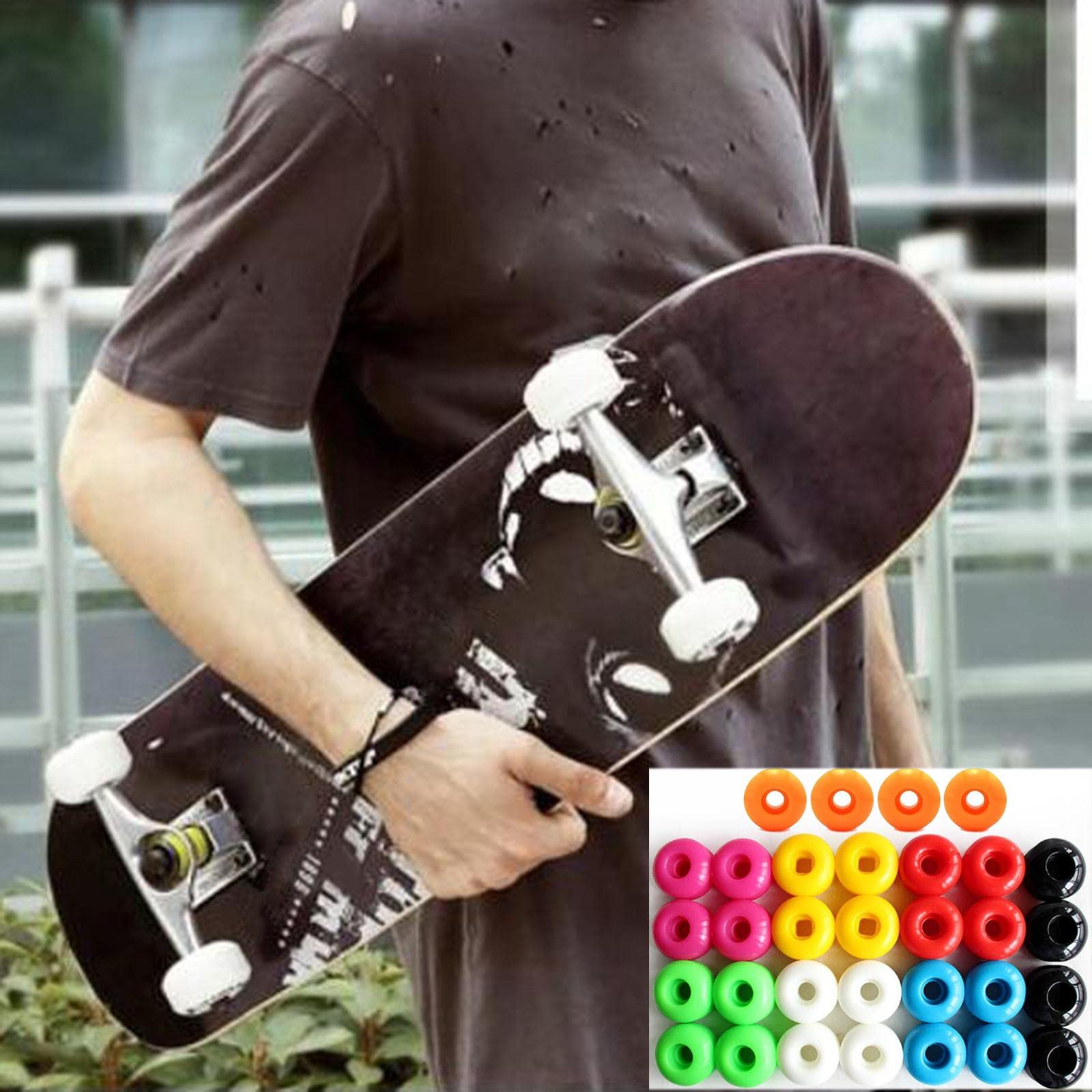 1 Juego de Patines Skateboard Trucks Ruedas para Tabla Rodamientos ABEC 9 Accesorios Completos con Espaciadores Metálicos Adecuado para