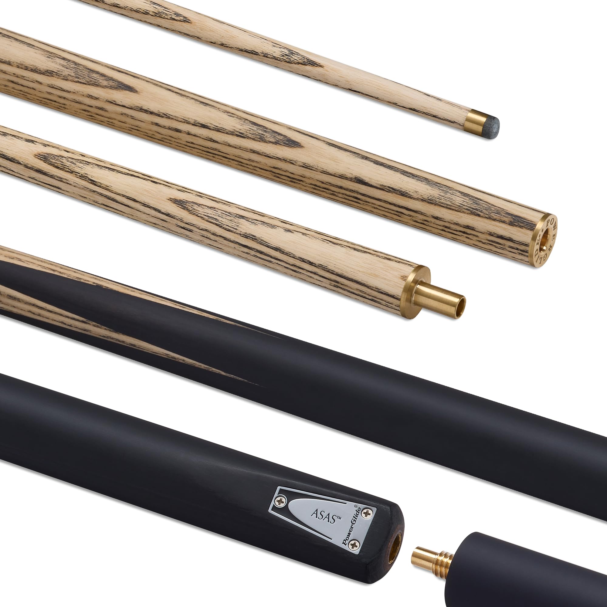 POWERGLIDE ASAS Professional Ash Snooker Cue 2 Piece 18 oz