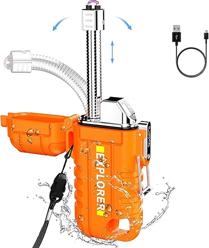 Encendedores eléctricos, encendedor de cuello flexible mejorado USB-C recargable 360, IP56 a prueba de polvo e impermeable para velas, aromaterapia,